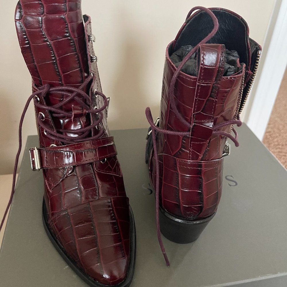 All Saints Katy Crocodile Boots Women size 37